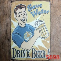 Metal Tin Sign save water drink beer! Bar Pub Vintage Retro Poster Cafe ART    331883485035